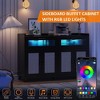 Whizmax Sideboard Buffet Cabinet With Power Outlet & LED Light, Kitchen Storage Cabinet With 2 Fluted Drawers & 4 Rattan Doors,for Kitchen,Dining Room - 4 of 4