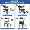 Elderly Walking Aid with Seats, 3-in-1 Walking Wheelchair Combination, with 8" Anti-slip Wheels, Reversible Backrest, and Detachable Footrest - 3 of 4