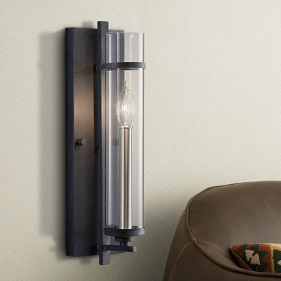 Ethan Antique Forged Iron & Brushed Steel 17" High Dimmable Wall Sconce