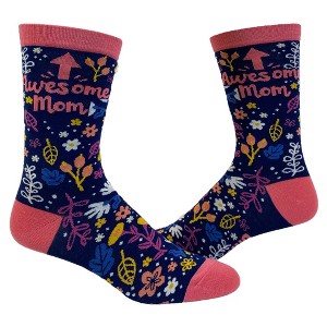 Crazy Dog T-Shirts Women's Awesome Mom Socks Cute Mothers Day Flowers Novelty Footwear For Mama - 1 of 4
