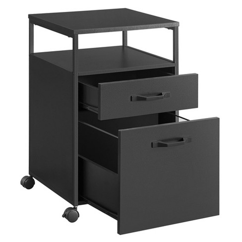 Vasagle File Cabinet Mobile Filing Cabinet With Wheels 2 Drawers Open Shelf  Black : Target