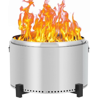 27 Inch Smokeless Fire Pit, 304 Stainless Steel Wood Burning Fireplaces Portable Safe Burning Firepit for Outside Patio Camping