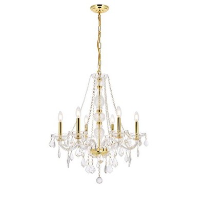 Elegant 24" Chrome Chandelier with Clear Crystal Trim