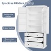 77inch Freestanding Tall Cupboard Storage Cabinet with 3 Adjustable Shelves 8 Door Shelves and 3 Drawers - 3 of 4