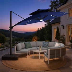 360 patio umbrella Crestlive Products 11ft Round Patio Cantilever Umbrella Slide Tilt Offset  360° Shade With 350lbs Wheel Base Navy Blue : Target