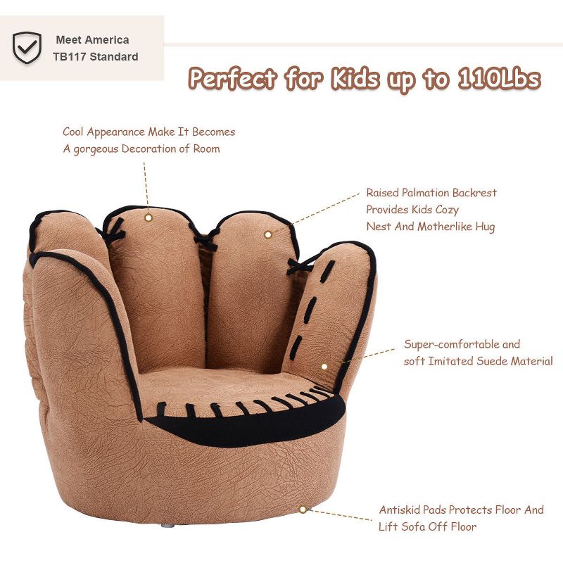 Costway Kids Sofa Five Finger Armrest Chair Couch Children Living Room Toddler Gift, 5 of 11