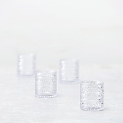Clear Acrylic Beaded Double Old Fashioned Glasses, 10.5 Ounce, Set of 4