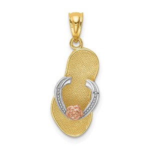 Black Bow Jewelry 14k Two Tone Gold with White Rhodium Sandal Pendant, 8 x 24mm - 1 of 4