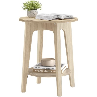 Side Table, Small Round End Table with Lower Shelf, Nightstand for Small Spaces, Living Room, Bedroom
