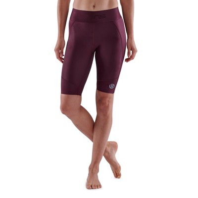 SKINS SERIES-3 Women's Premium Compression Half Tights-Improve Circulation, Reduce Soreness for Rugby, Running & Workouts Burgundy Medium