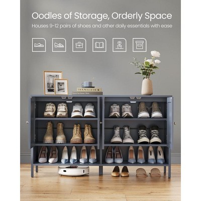 VASAGLE Modern Country Shoe Cabinet, 3-Tier Shoe Organizer, Forest ...