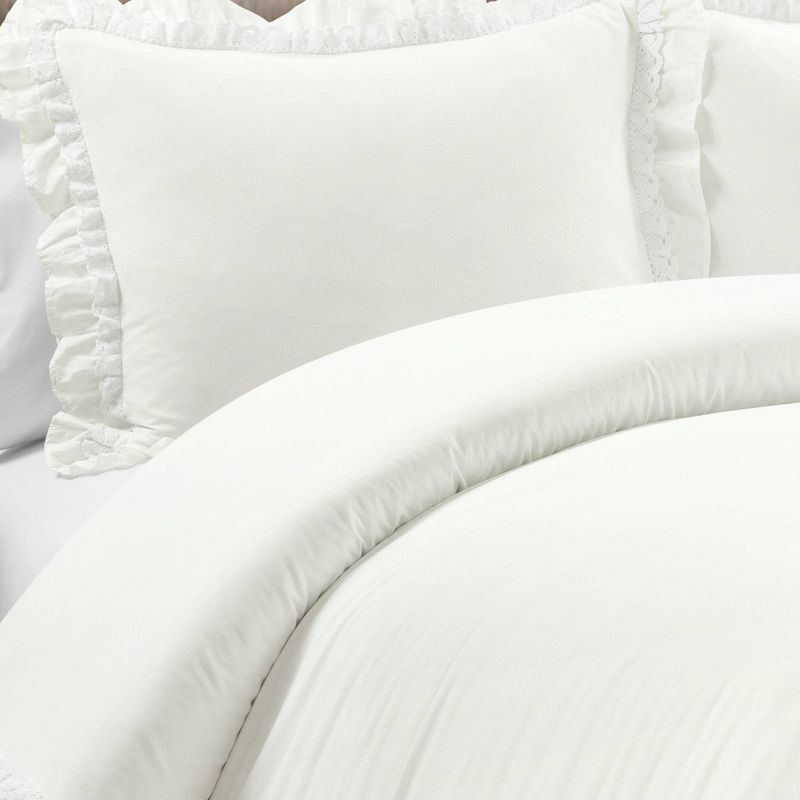 Lush Décor 3pc Ella Ruffle Comforter Bedding Set White, 4 of 9