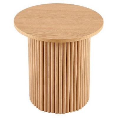 CENGHU Wood Round Dining Table for 4, Modern Farmhouse Kitchen Table, End Table with Wood Strip Base for Kitchen, Living Room, Dining Room