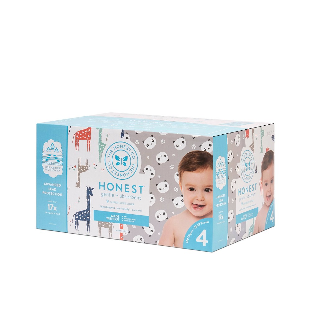 The Honest Company Disposable Diapers Super Club Box Pandas & Giraffes - Size 4 - 120ct