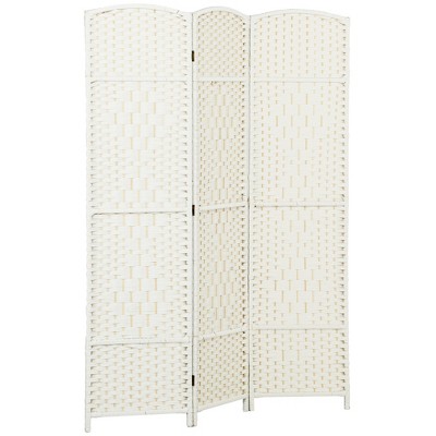 HOMCOM Room Divider, 6' Tall Folding Privacy Screen, Hand-Woven Freestanding Wood Partition for Home Office, Bedroom