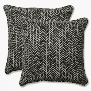 Outdoor/Indoor Herringbone Throw Pillow Set of 2 - Pillow Perfect® - 1 of 4
