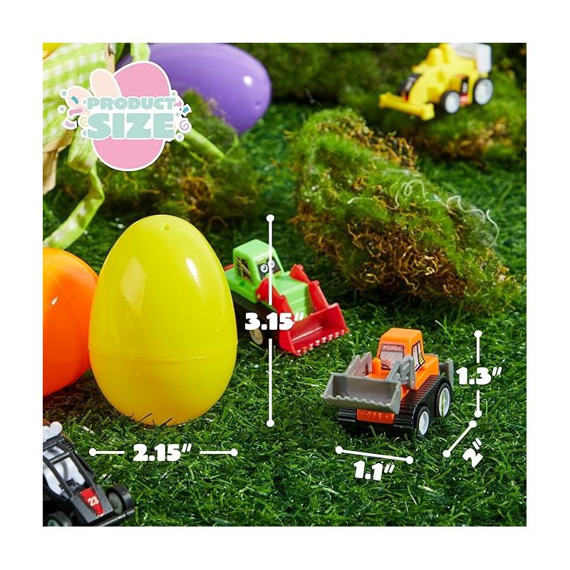 Joyin 24 Pcs Toy Filled Easter Eggs(12 Cars and 12 Eggs),Easter Eggs with Toys Inside,Birthday Party Favors for Boys and Girls,Basket Stuffers, 5 of 9