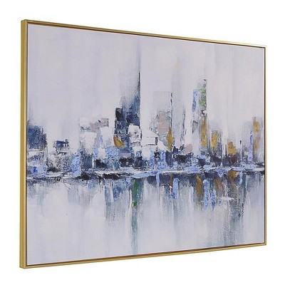 Carolina Living Cityscape Abstract Wall Art - Gold Frame - Small