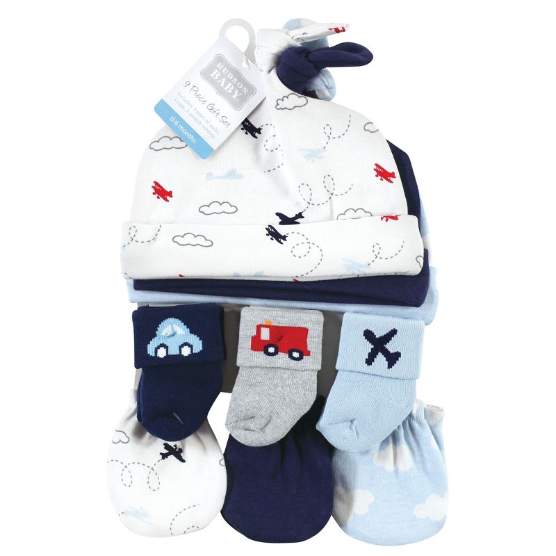 Hudson Baby Infant Boy Caps, Mittens and Socks Set, Transportation, 0-6 Months, 2 of 6