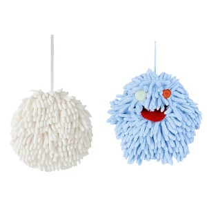 REGALWOVEN 2 Pcs Cute Comfortable Soft Absorbent Chenille Fuzzy Hand Towel - 1 of 4