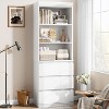 Garvee Modern Black 70" Tall Bookcase with 3 Drawers and 3 Open Shelves, Glossy Farmhouse Bookshelf Storage Cabinet - 4 of 4