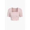 Women's Violet Plaid Double Breasted Crop Top - adelyn rae - 3 of 4