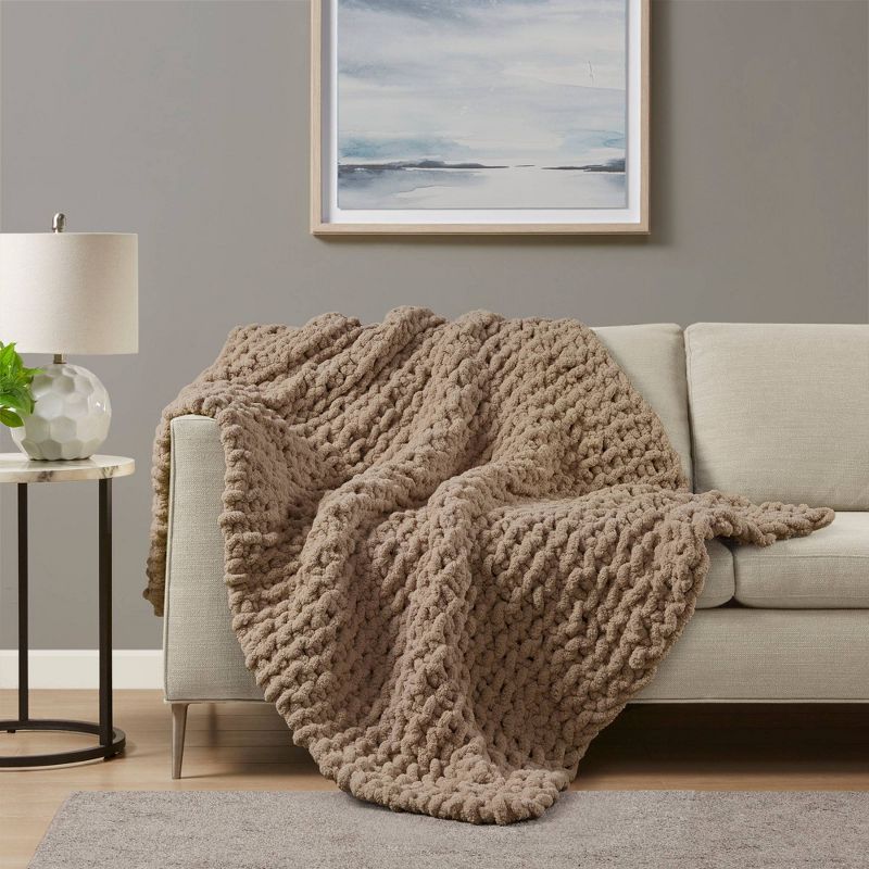 50"x60" Chenille Chunky Knit Throw Blanket - Madison Park, 3 of 10
