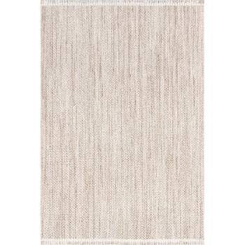 nuLOOM Posey Farmhouse Textured Fringe Area Rug Brown