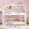 NicBex Twin over Twin Bunk Bed House Shape Wooden Bed Frame with Headboard, Ladder and Full Length Guardrail, No Box Spring Required - 2 of 4