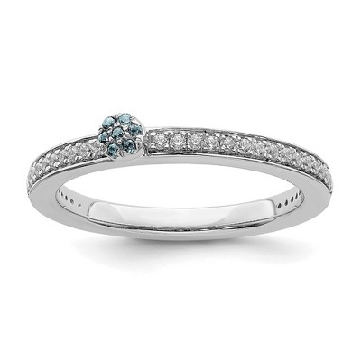 Black Bow Jewelry 14k White Gold, Aquamarine & 1/8 Ctw Diamond Stackable Ring