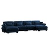 Aukfa Blue Velvet Large  Sofa with Bolster Armrests, Waist & Throw Pillows – Modern Couch for Living Room, Bedroom or Office - 3 of 4