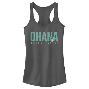 Juniors Womens Lilo & Stitch Bold Ohana means Family Racerback Tank Top - 1 of 4