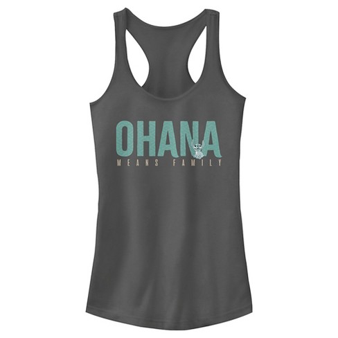 Juniors Womens Lilo & Stitch Bold Ohana Means Family Racerback Tank Top -  Charcoal - X Large : Target