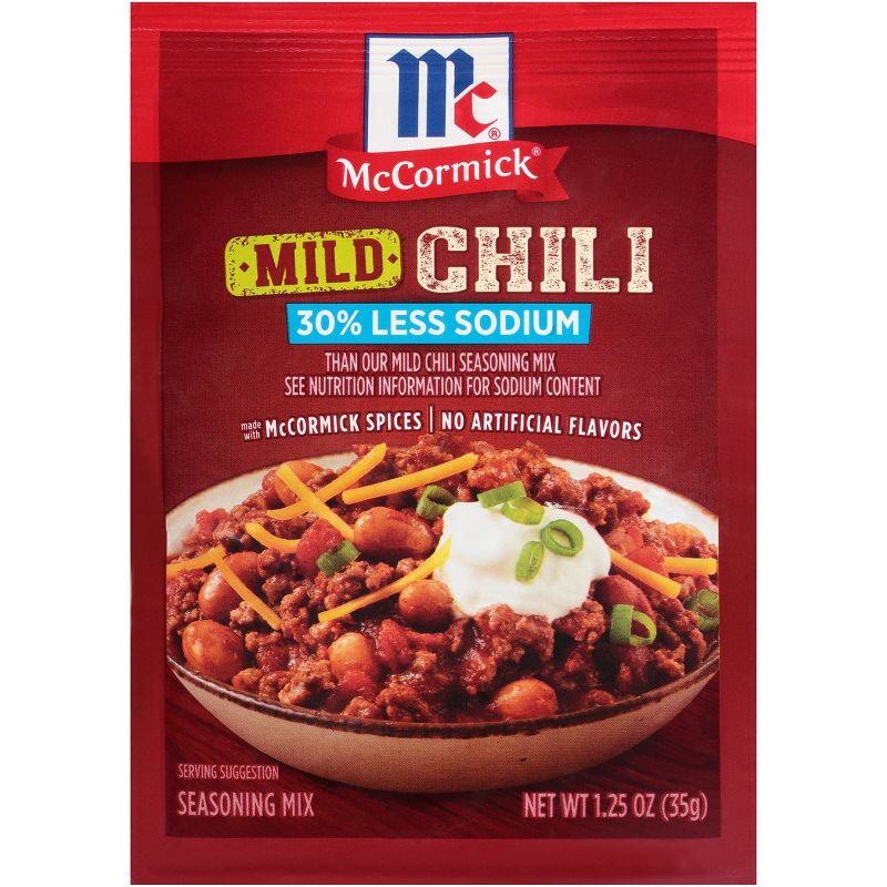 McCormick Chili Seasoning Mix Mild 30% Less Sodium - 1.25oz, 1 of 11