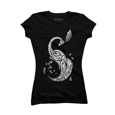 Junior's Design By Humans Beautiful Peacock. Decorative illustration. By Katyau T-Shirt