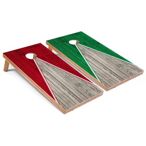 Skip's Garage Red and Kelly Pyramid Cornhole Board Set, Includes 2 Boards, 8 Bags - 1 of 4