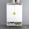 Munora Nordic 5-Tier Entryway Shoe Storage Cabinet with Doors & Open Shelves, White & Gold - 2 of 4