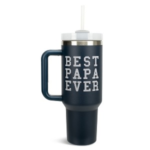 Elanze Designs Best Papa Ever Dad Grandpa Family 40 oz. Stainless Steel, Large Water Bottle Coffee Mug, Spill & Leak Resistant, Thermal Travel Tumbler - 1 of 1