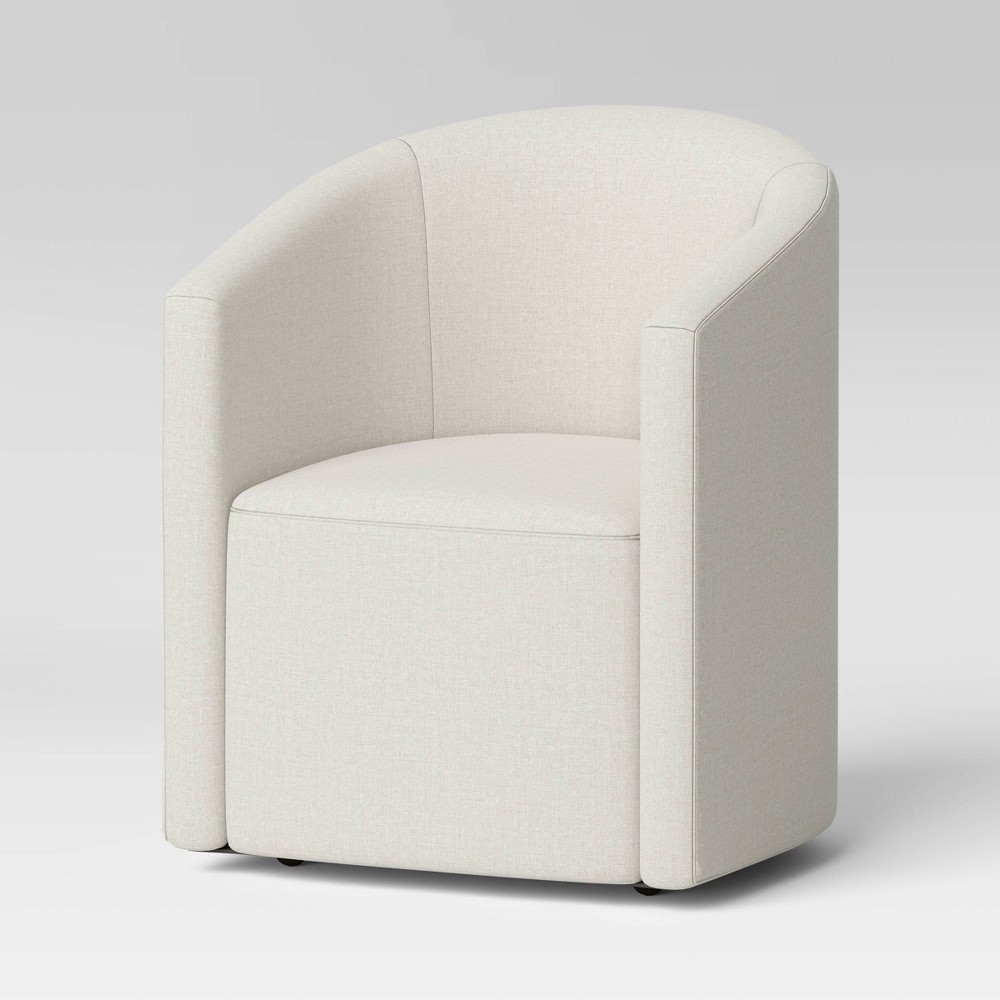 Photos - Sofa Aveline Barrell Dining Chair with Casters Cream/Linen - Threshold™