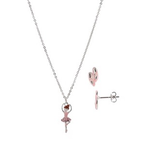 FAO Schwarz Silver Tone Ballerina Necklace and Earring Set - 1 of 2
