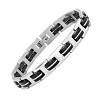 Steeltime Men's stainless steel and black rubber bicycle chain link bracelet - 2 of 4