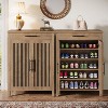 Lantine 5-Tier Shoe Storage Cabinet with Louvered Doors and Drawer, Shoe Rack Organizer with Adjustable Shelves for Entryway, Hallway, Closet, Natural - 4 of 4