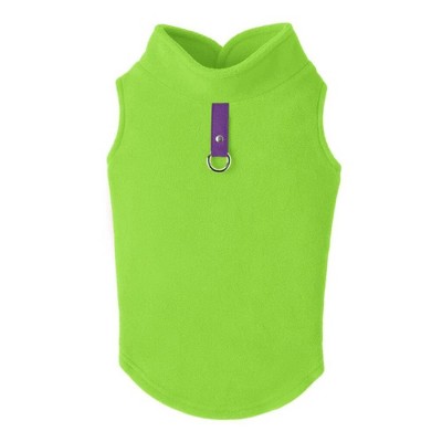 Gooby Fleece Vest, Small Dog Pullover Fleece Jacket with Leash Ring, Lime, Small