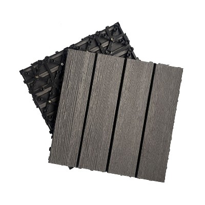 Wood Plastic Composite Deck Tiles Set of 20pcs, DIY Interlocking Decking Tiles, Floor Tile, Durable