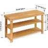 Create an Organized Entryway: 3-Tier Bamboo Shoe Bench with Built-in Seat - Space-Saving Storage Shelf - 2 of 4