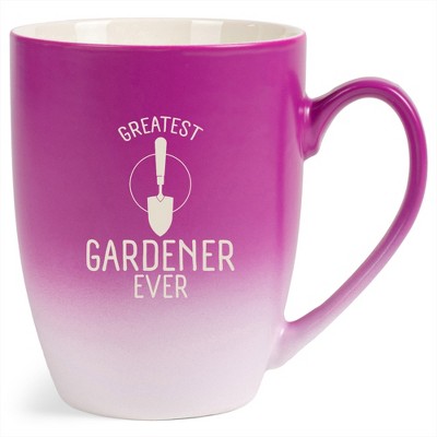 Elanze Designs Greatest Gardener Ever 12 Ounce Ceramic Laser-Etched Engraved Drinkware Mug, Fuchsia and White Ombre