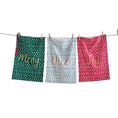 tagltd Joyful Dishtowel Set Of 3 Dish Cloth For Drying Dishes And Cooking