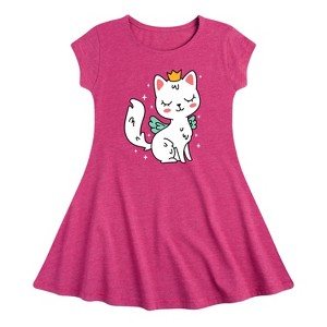 Girls' - Instant Message - Princess Kitty Fit & Flair Cap Sleeve Graphic Dress - 1 of 3