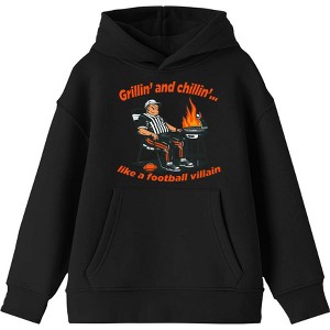 Grillin' and Chillin' Like A Football Villain Youth Long Sleeve Hoodie - 1 of 2