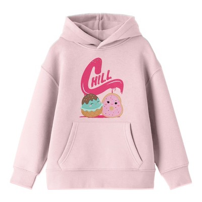 Squishmallows May & Dabria Chill Girl's Cradle Pink Long Sleeve Hooded Sweatshirt